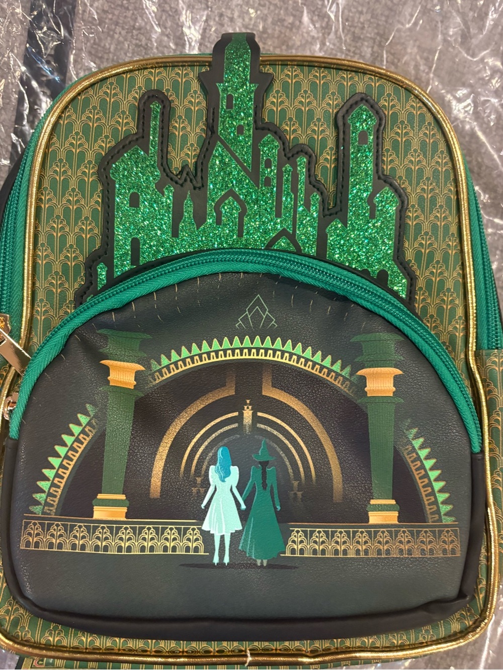 Her Universe Green Glitter Castle Mini Backpack
